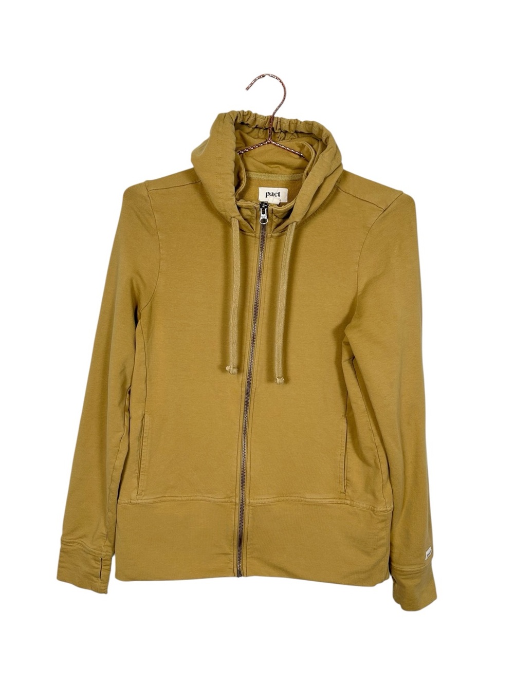 Pact Mustard Zip-Up Organic Cotton Hoodie